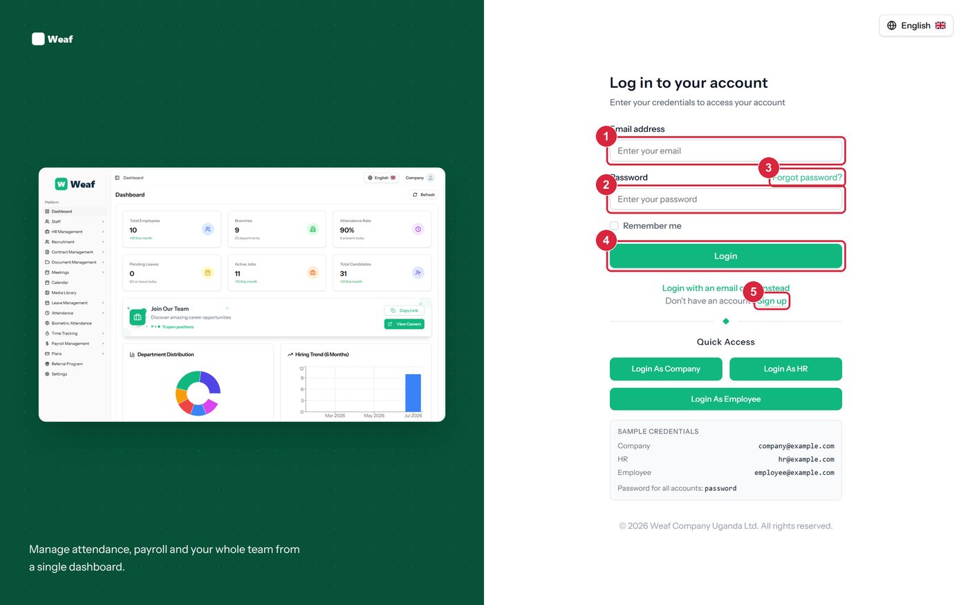 The sign-in page