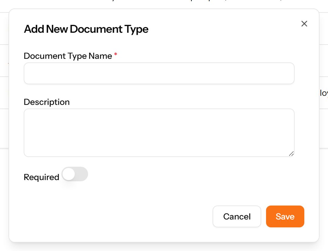 The Add Document Type form