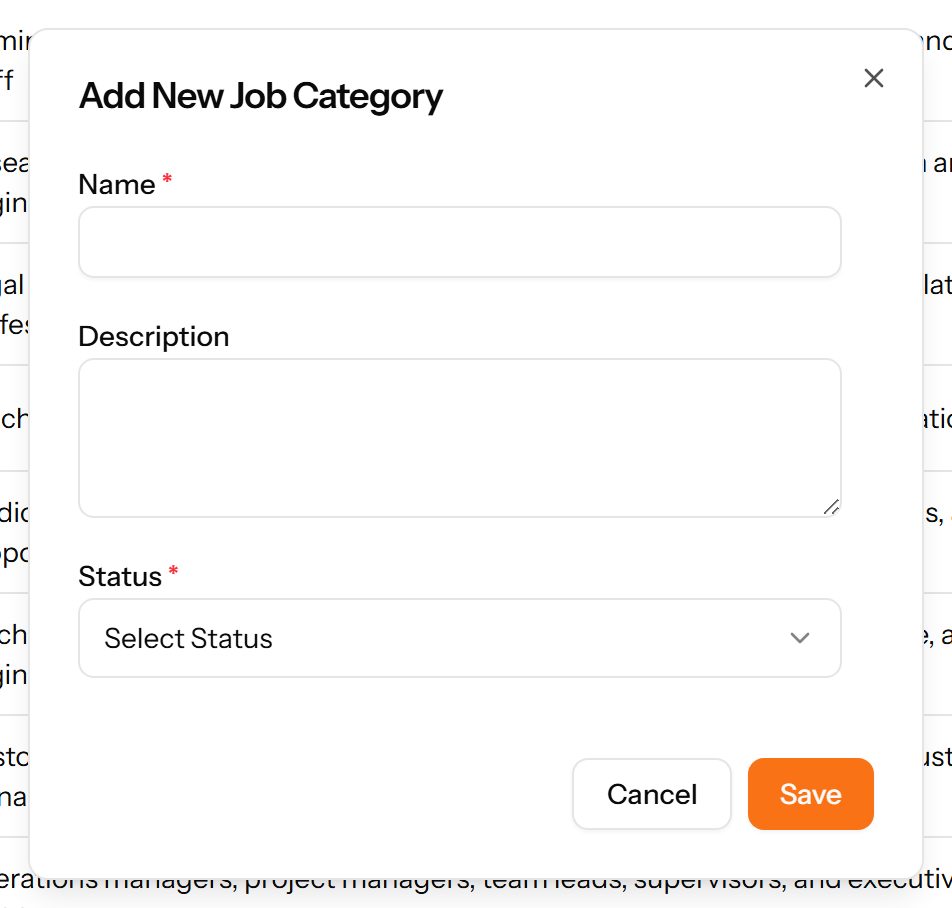 The Add Job Category form