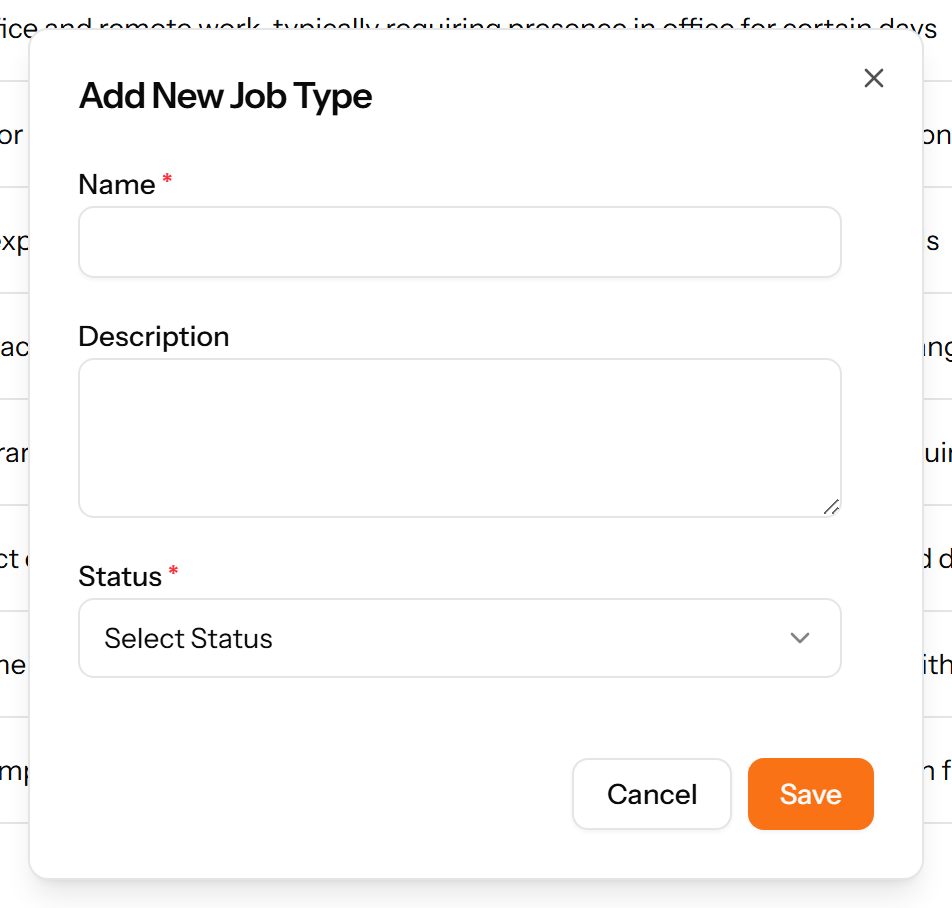 The Add Job Type form