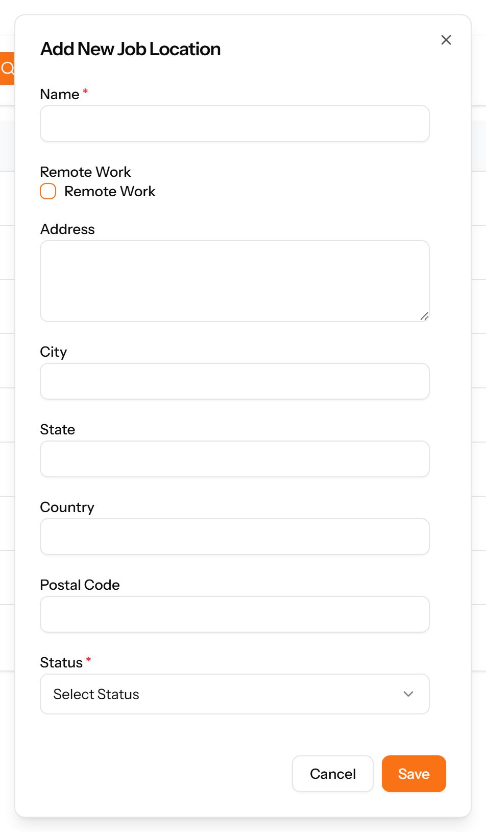 The Add Job Location form