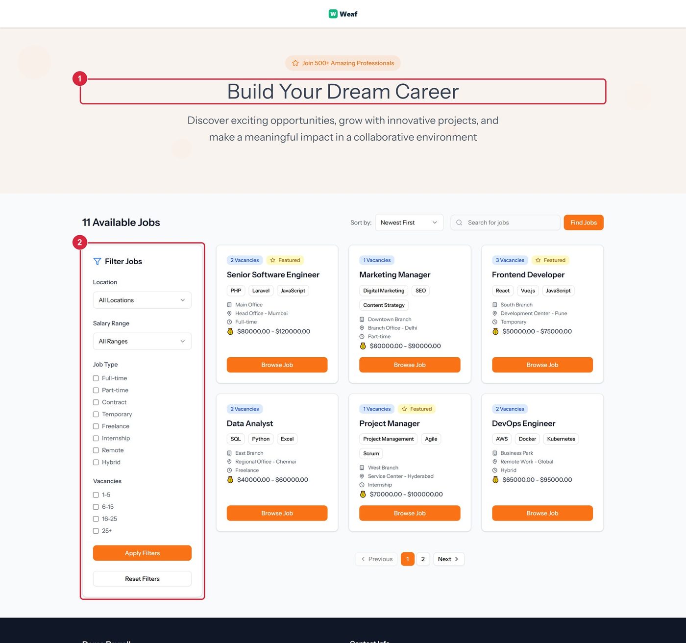 The careers page