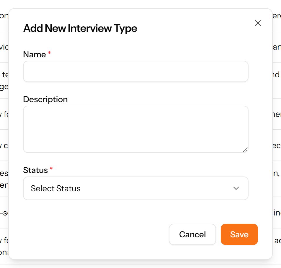 The Add Interview Type form