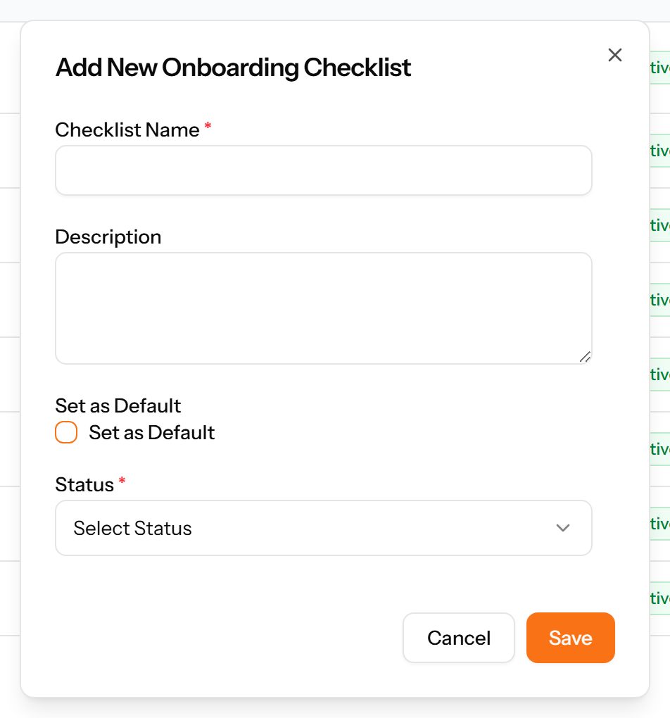 The Add Checklist form