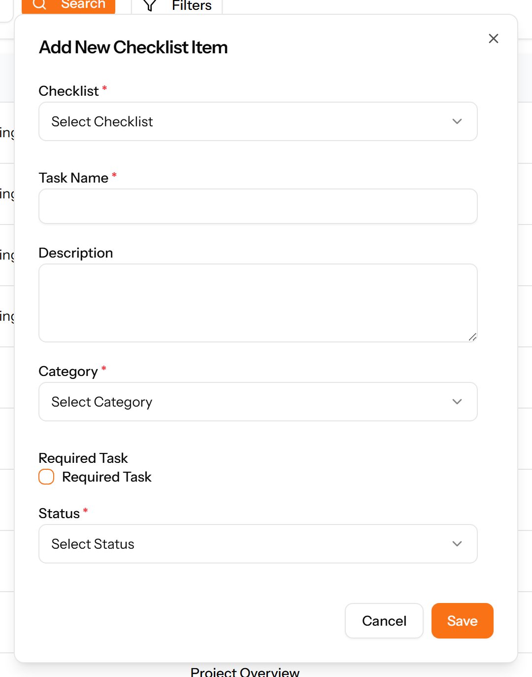 The Add Item form