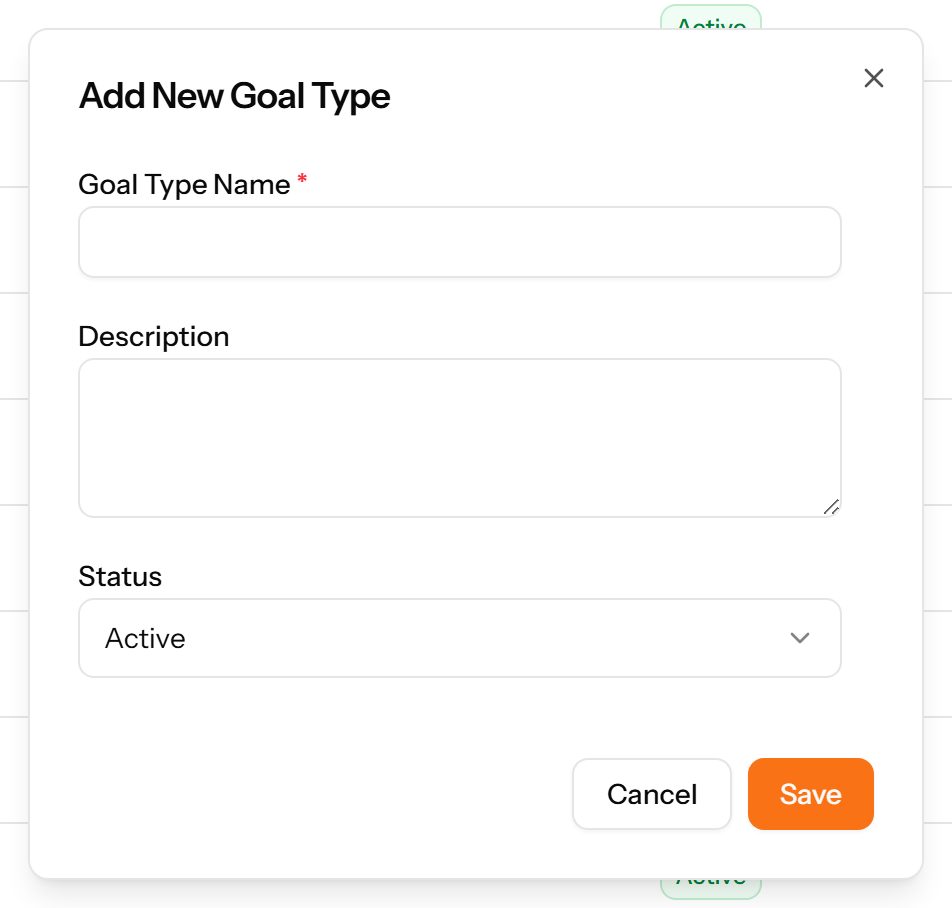 The Add Goal Type form