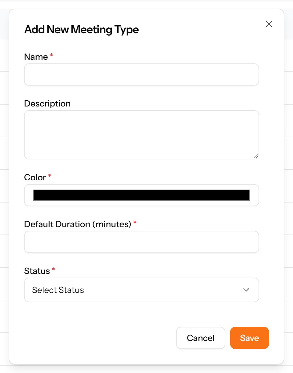 The Add Meeting Type form