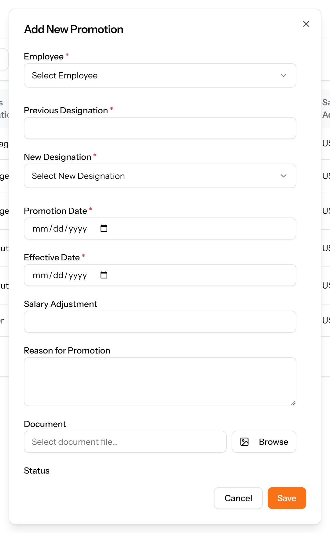 The Add Promotion form